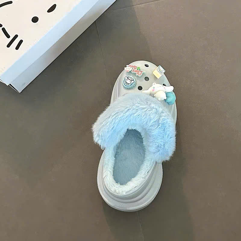 Dép crocs lót lông hình cún siêu yêu
