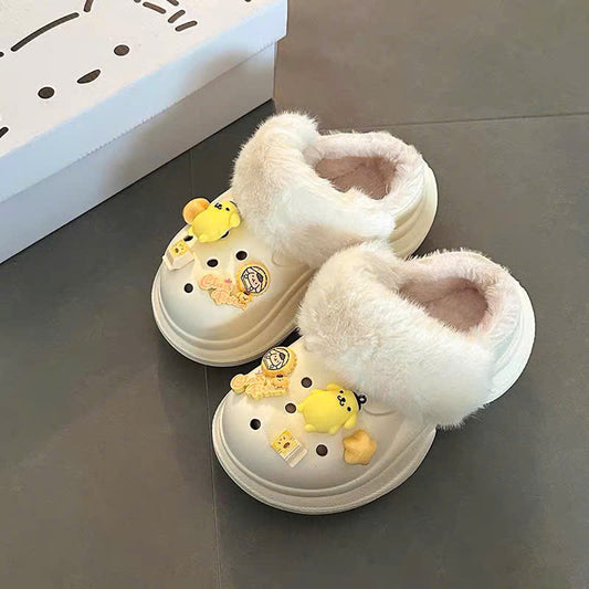 Dép crocs lót lông hình cún siêu yêu