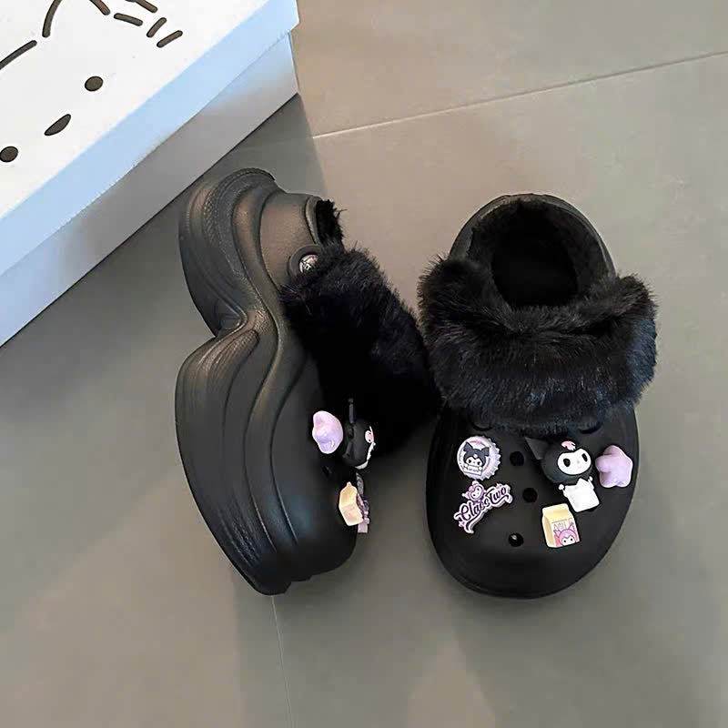Dép crocs lót lông hình cún siêu yêu