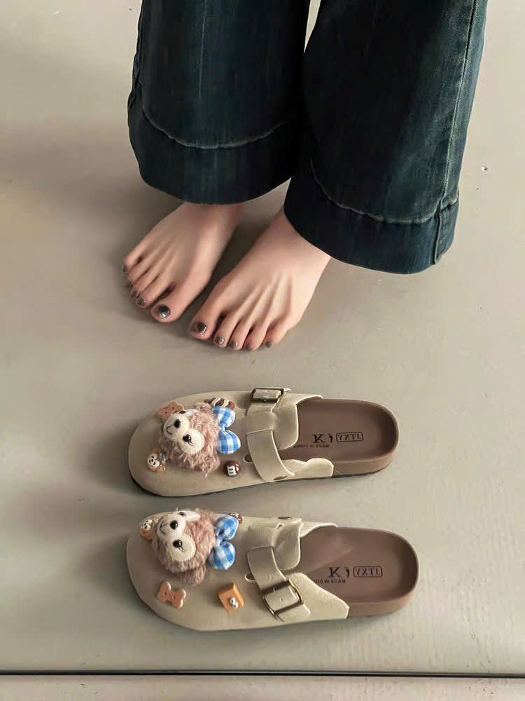 Dép sục da gấu bông
