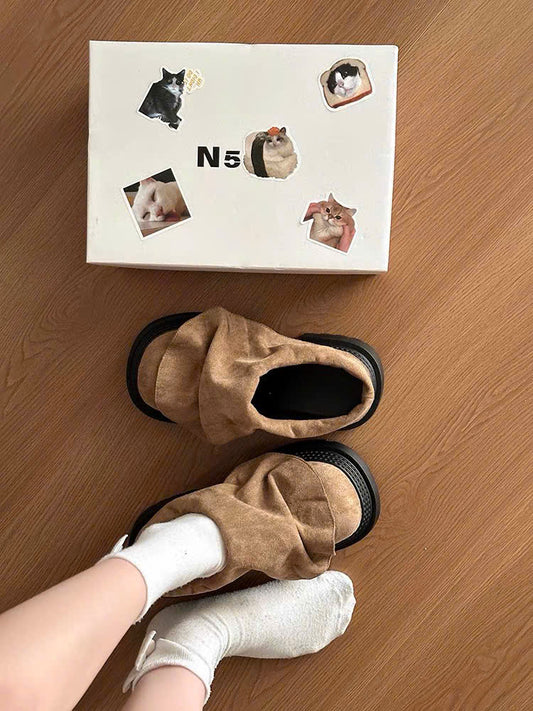 Dép sục da trơn nhún đế loafer