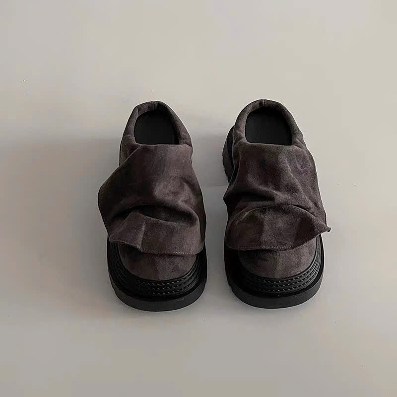 Dép sục da trơn nhún đế loafer