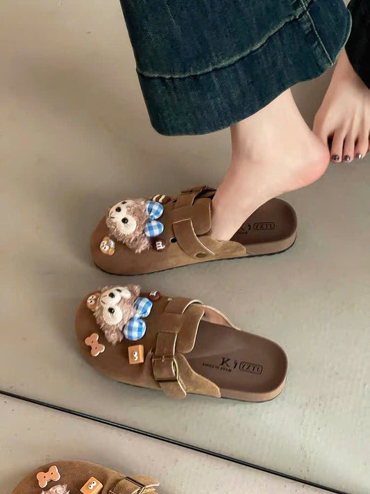 Dép sục da gấu bông