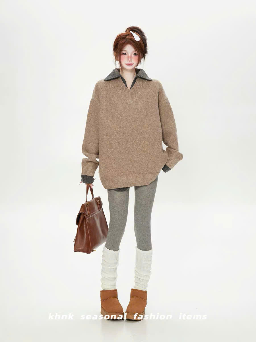 Áo sweater nỉ có cổ dáng dài