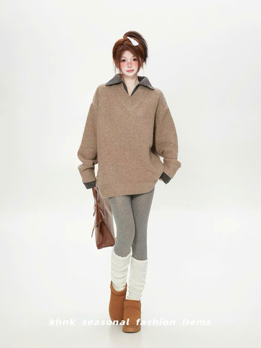 Áo sweater nỉ có cổ dáng dài