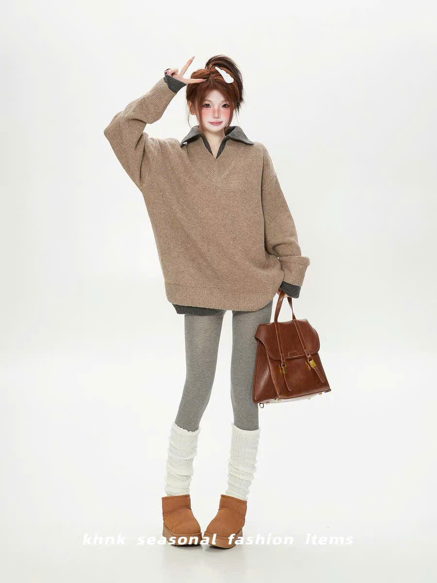 Áo sweater nỉ có cổ dáng dài