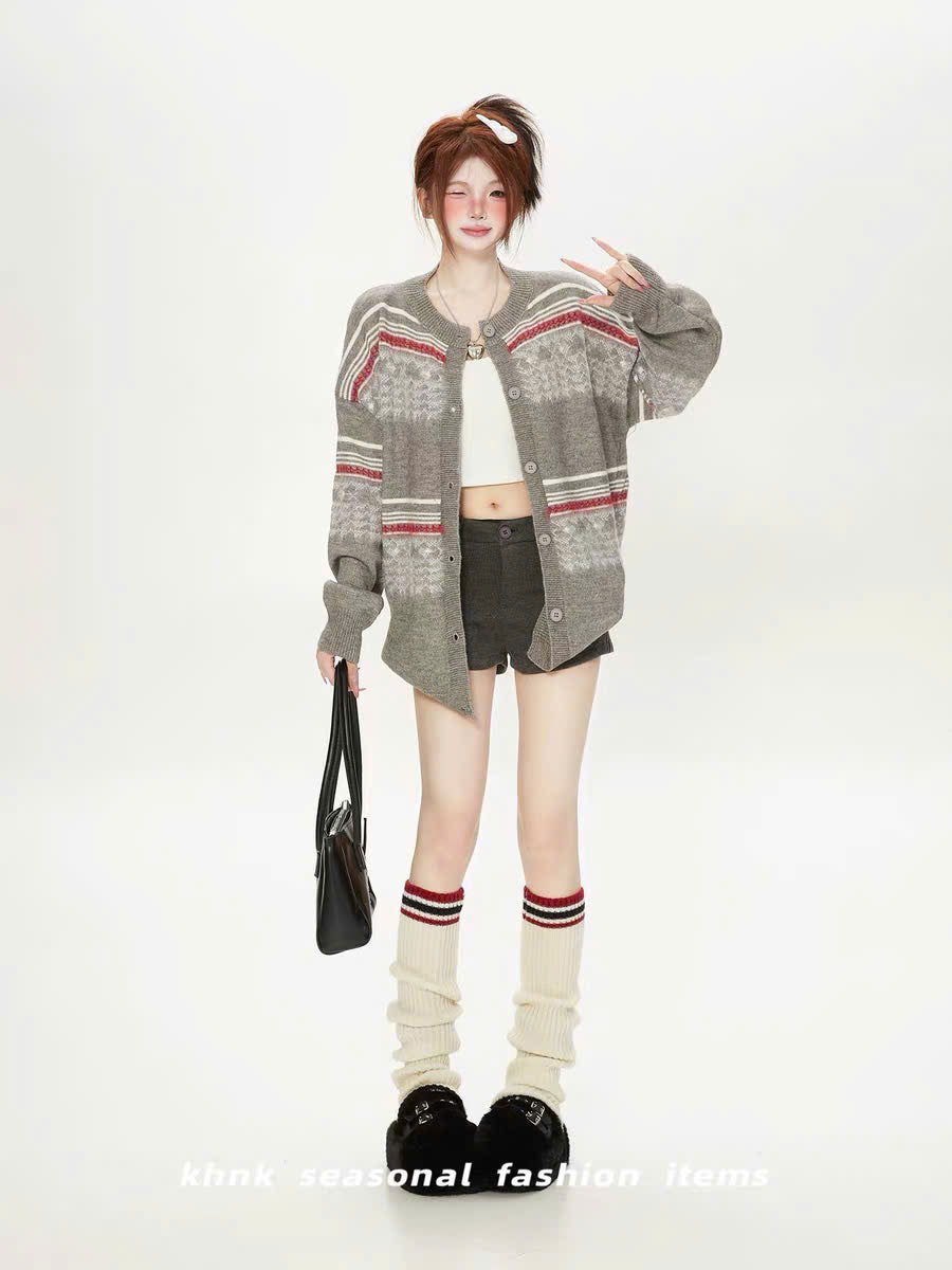 Áo khoác cardigan len dệt thổ cẩm