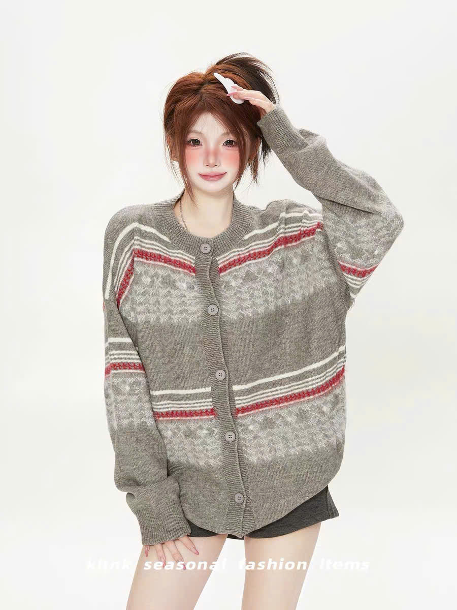 Áo khoác cardigan len dệt thổ cẩm