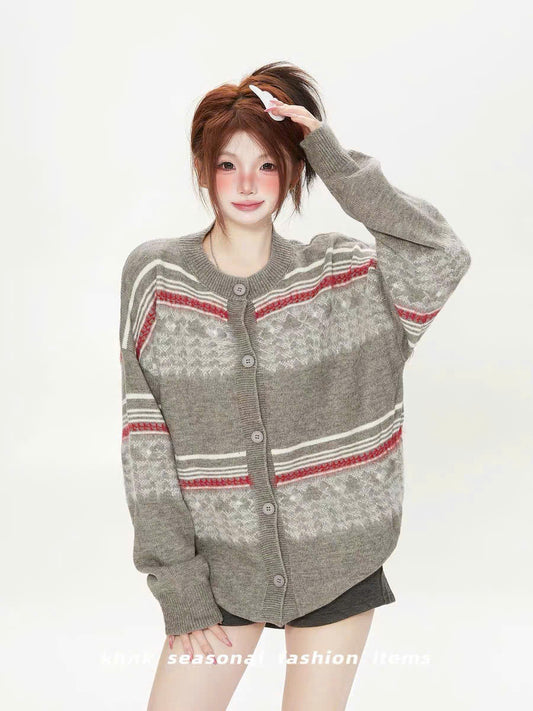 Áo khoác cardigan len dệt thổ cẩm
