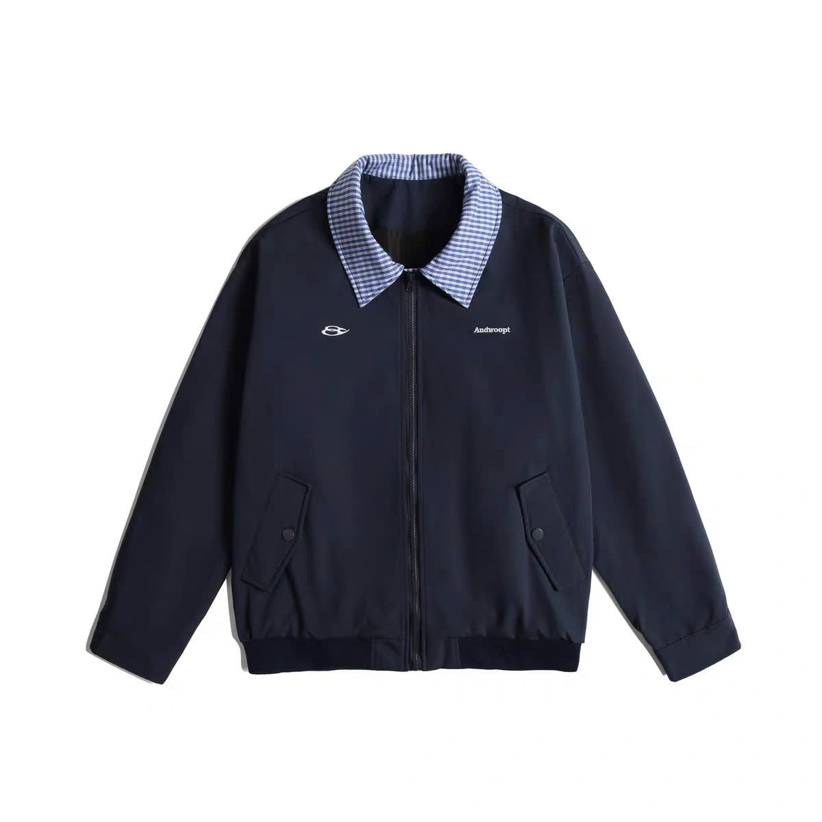 Áo khoác jacket cổ caro xanh