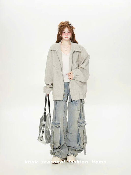 Áo khoác jacket form rộng màu trơn