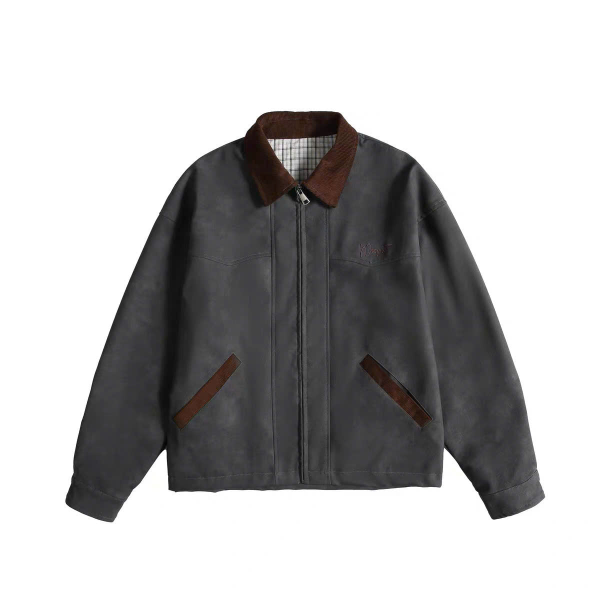 Áo khoác jacket da retro xanh - đen