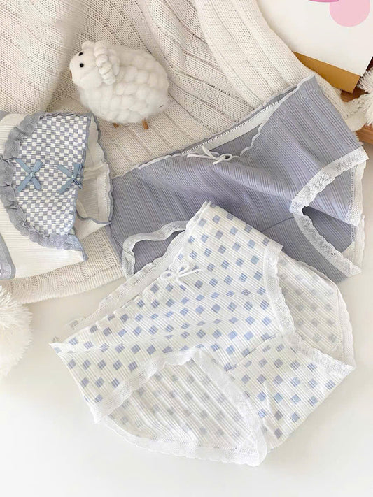 Quần lót cotton xanh trắng dễ thương