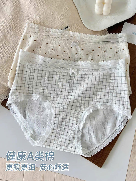 Quần lót cạp cao viền ren cotton mềm nhẹ thoáng mát