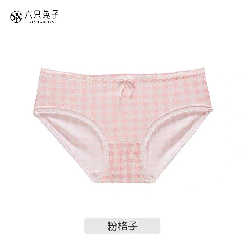 Quần lót tone caro hồng viền ren