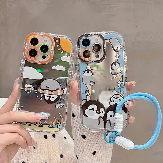 Ốp lưng IP chim cánh cụt ốp lưng đôi dây đeo tay