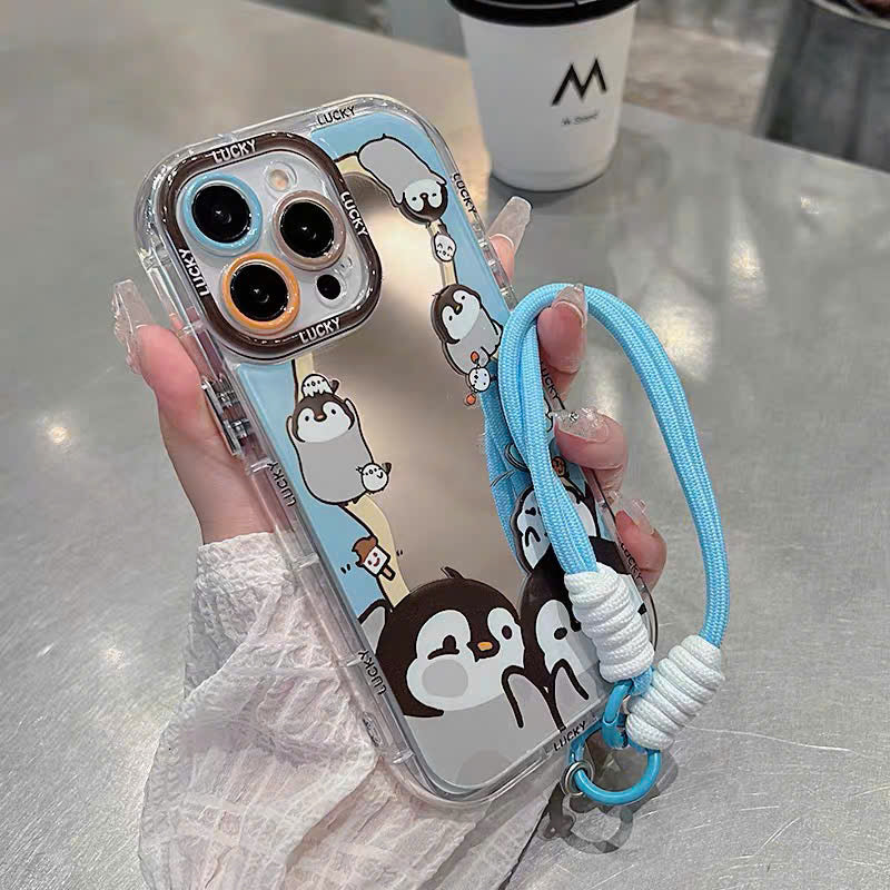 Ốp lưng IP chim cánh cụt ốp lưng đôi dây đeo tay