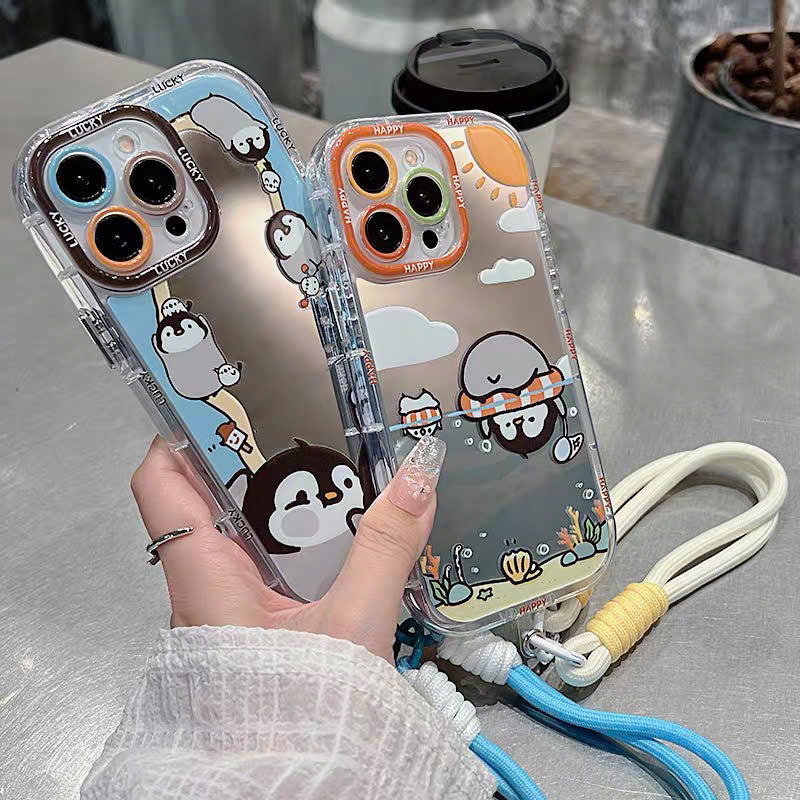 Ốp lưng IP chim cánh cụt ốp lưng đôi dây đeo tay