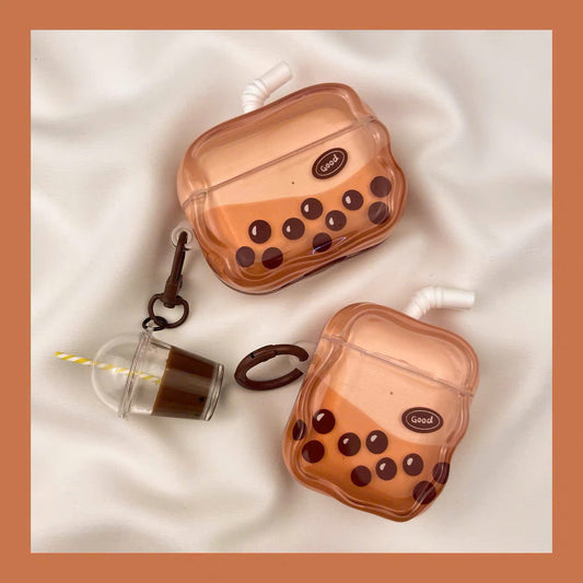 Case Airpods ly trà sữa trân châu