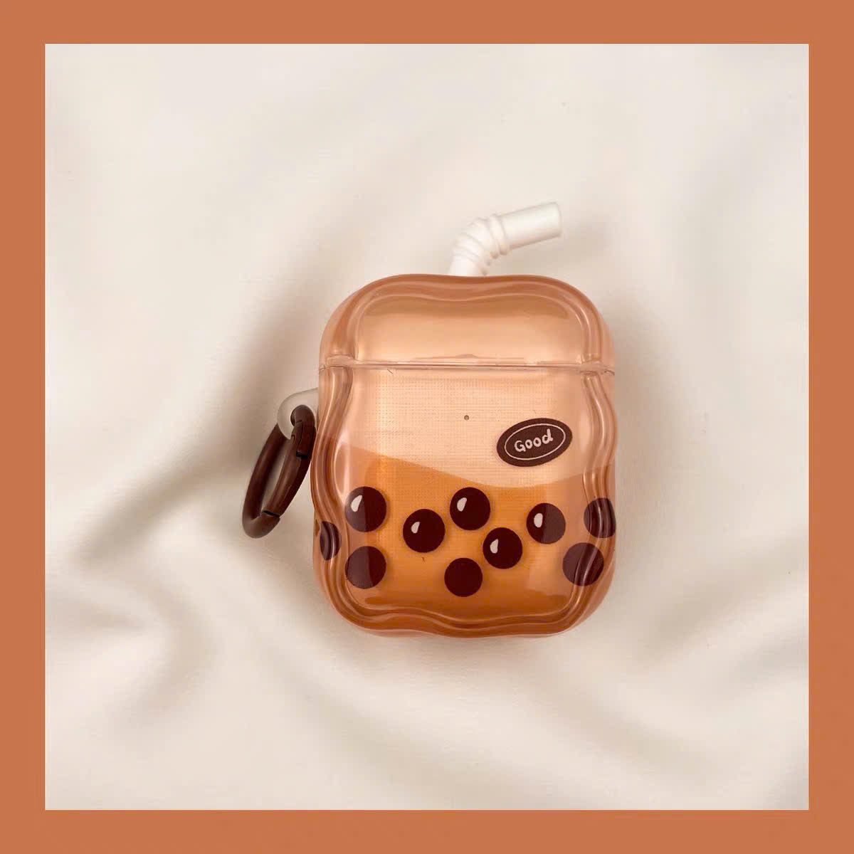 Case Airpods ly trà sữa trân châu