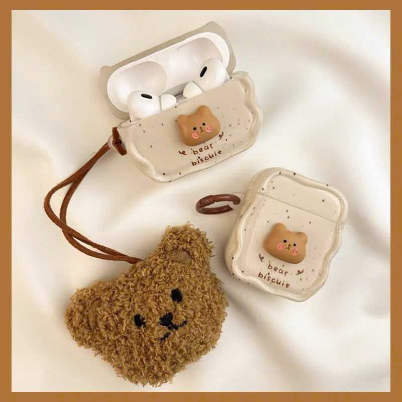 Case Airpods bánh quy gấu kèm dây gấu bông