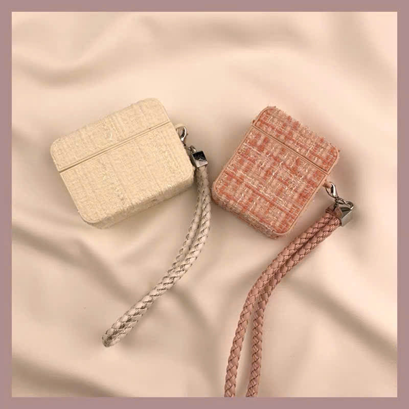 Case Airpods vải dạ sang chảnh kèm dây đeo tay