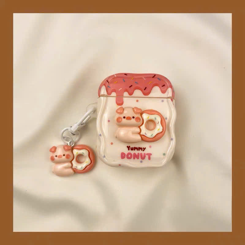 Case Airpods bánh sandwich và heo ôm donut kèm charm