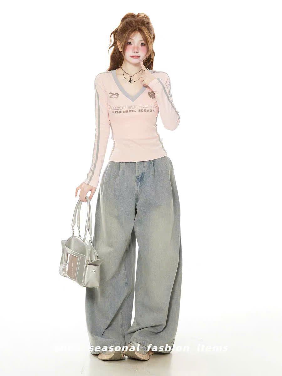 Áo phông thể thao dài tay cổ V ôm body
