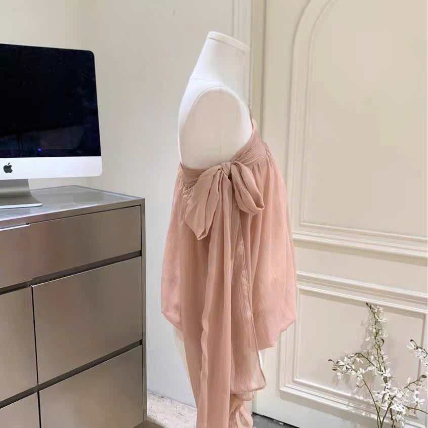 Áo lệch vai nơ form bí nữ tính