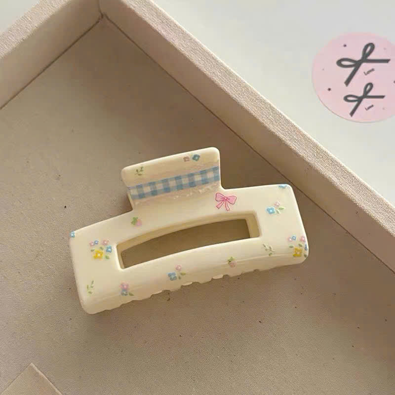 Kẹp tóc càng cua nhựa caro hoa nhí