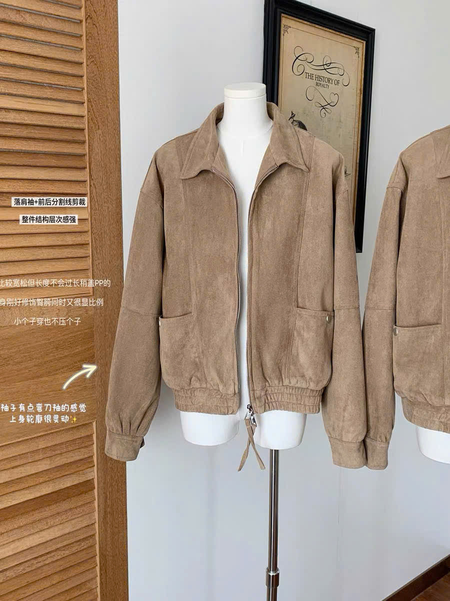Áo khoác jacket da lưng chun túi đứng