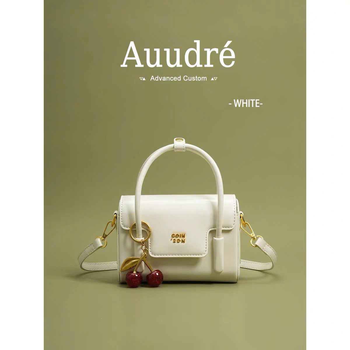 Túi đeo vai quai xách Auudré nắp gập charm cherry