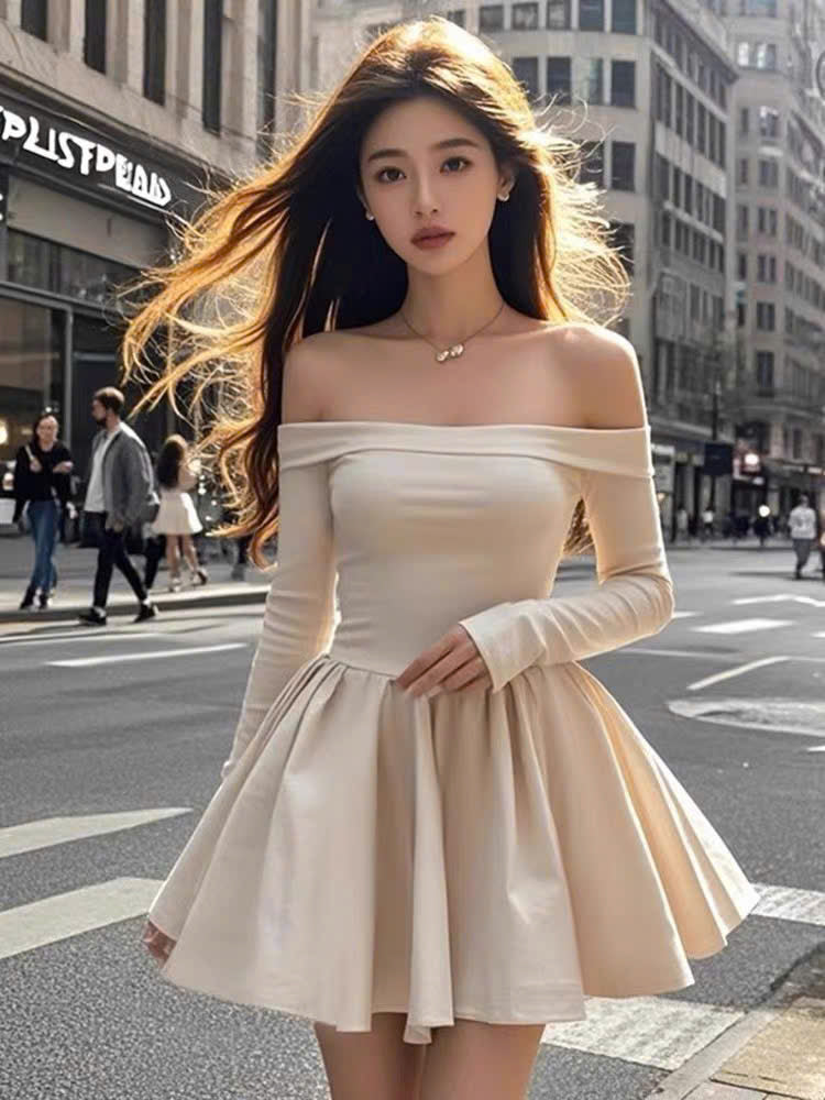 Đầm ngắn trễ vay tay dài thanh lịch