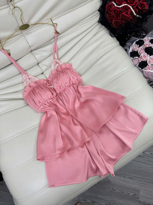 Set sexy đùi nhún ngực phối ren dưới 65kg