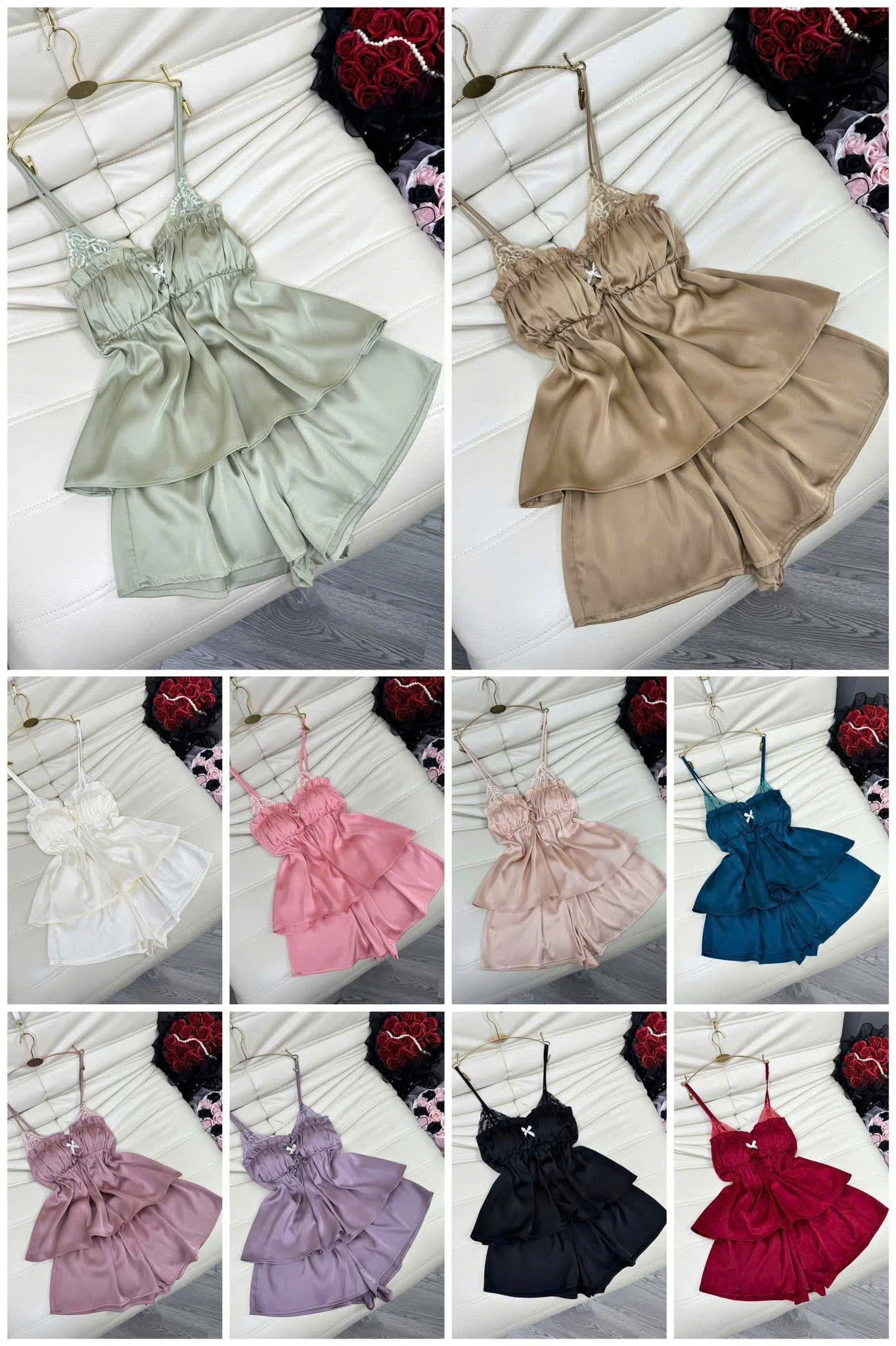 Set sexy đùi nhún ngực phối ren dưới 65kg
