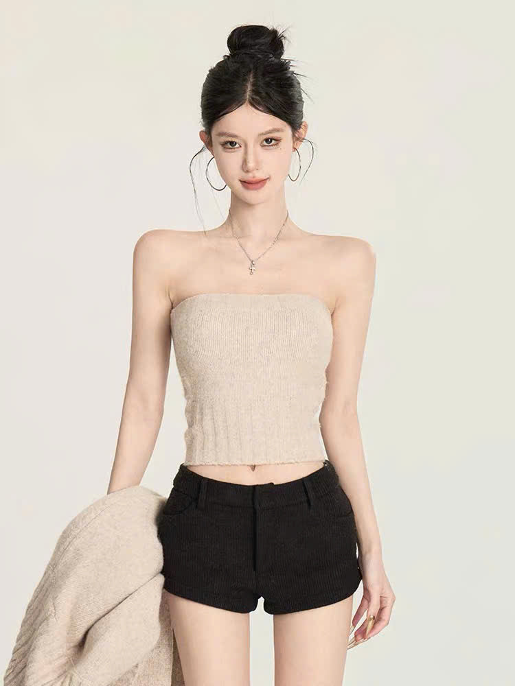 Set áo ống len và áo khoác cardigan lửng