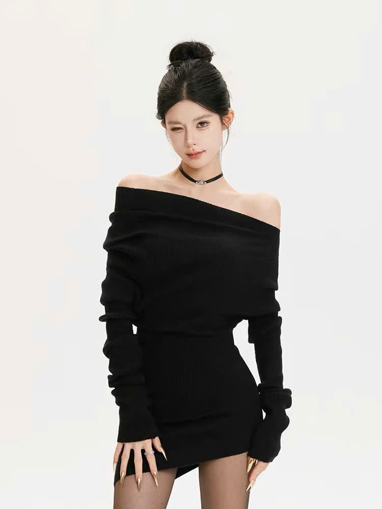 Áo len trễ vai form ôm tôn dáng