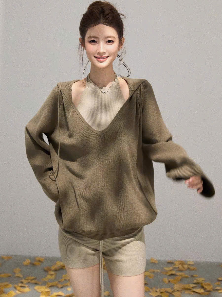 Set áo cổ yếm, hoodie cổ V và quần suông (có tách lẻ)