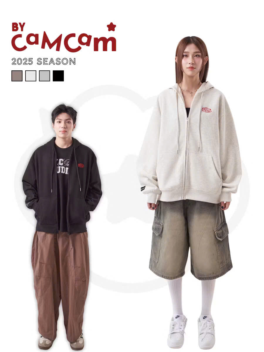 Áo Hoodie Zip Basic Form Rộng Nam Nữ 𝑩𝒚𝒄𝒂𝒎𝒄𝒂𝒎 local brand Việt Nam