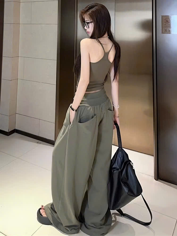 Quần nỉ ống rộng lưng cao dây rút Bycamcam local brand Việt Nam