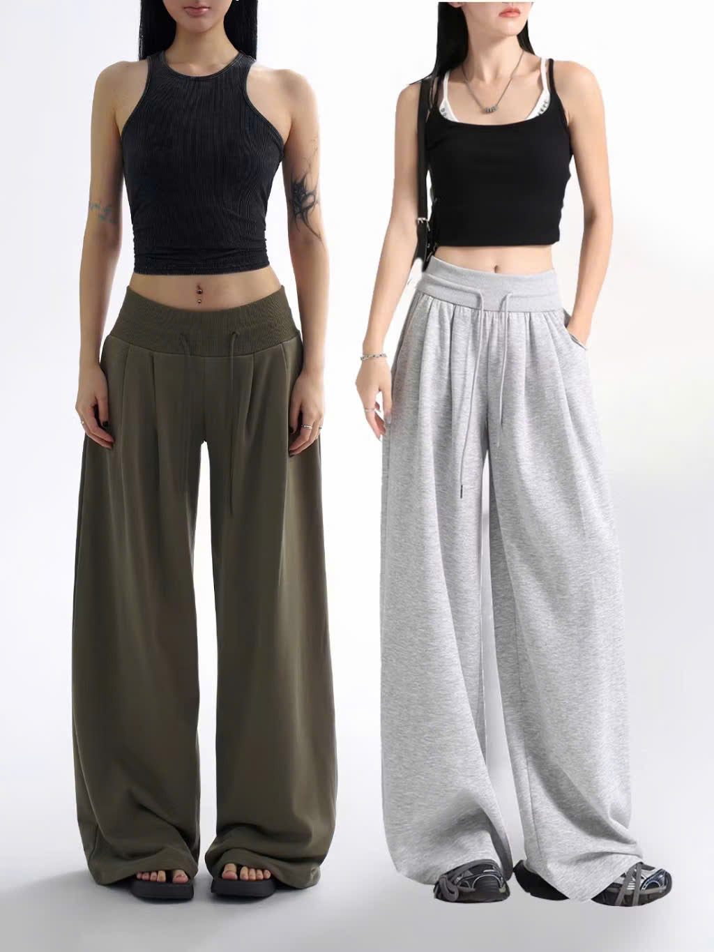 Quần nỉ ống rộng lưng cao dây rút Bycamcam local brand Việt Nam