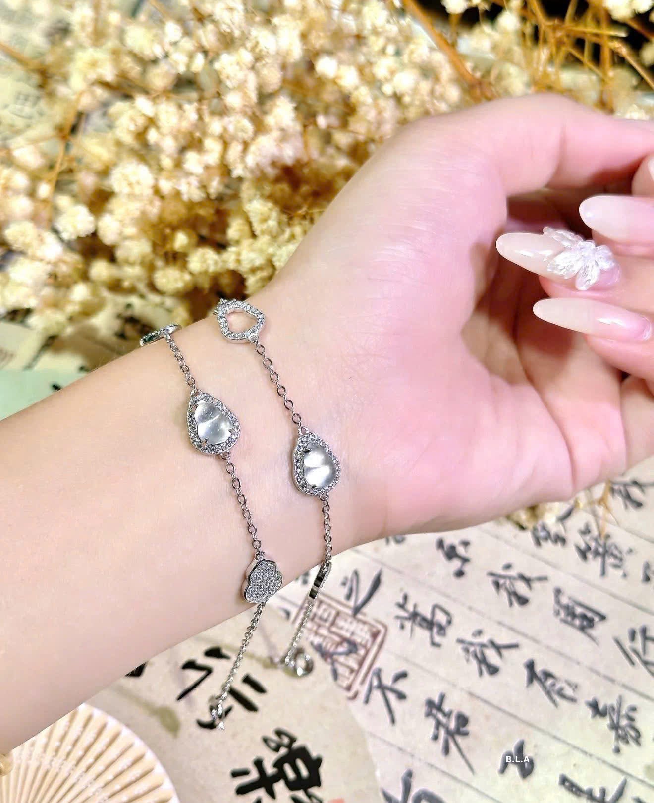 Dây chuyền, lắc bạc đá hồ lô bạch nguyệt quang Xikim