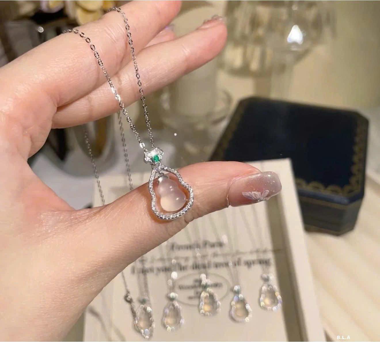 Dây chuyền, lắc bạc đá hồ lô bạch nguyệt quang Xikim