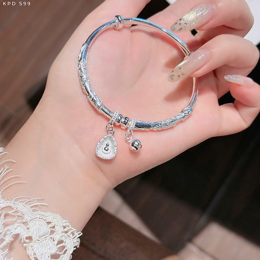Vòng liên hoa S999 mẫu mới charm hồ lô bình an