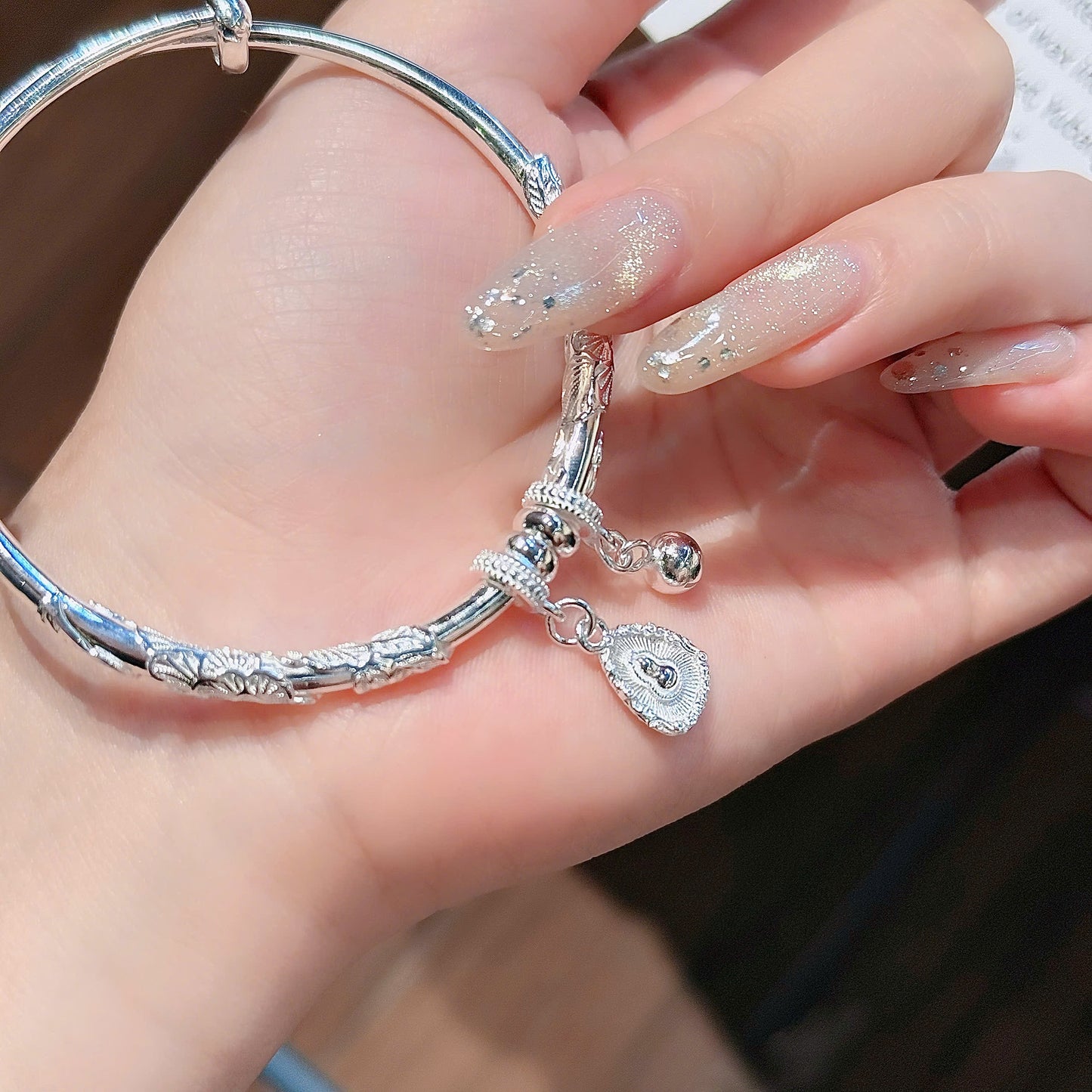 Vòng liên hoa S999 mẫu mới charm hồ lô bình an