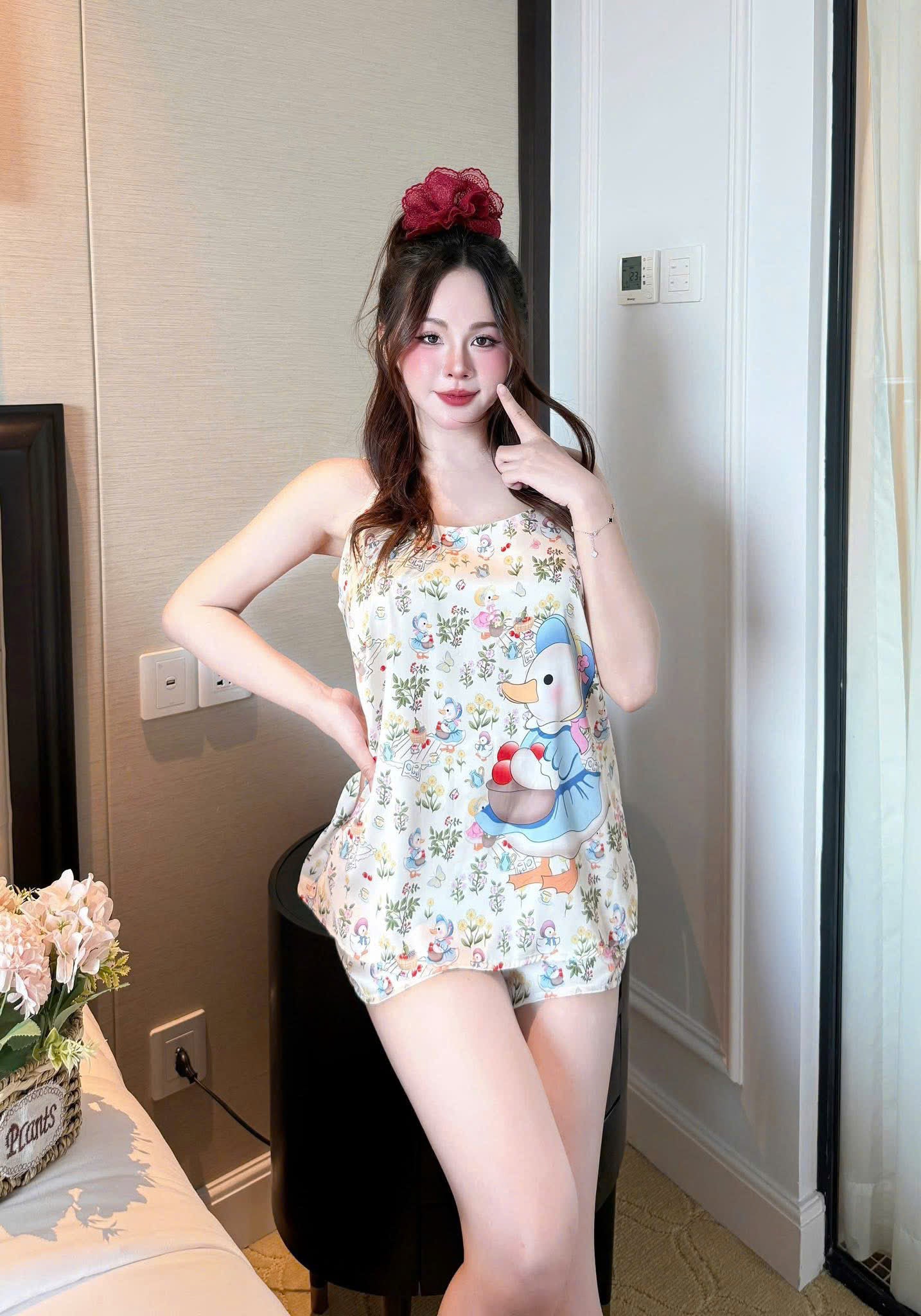 Bộ ngủ sọt 2 dây cao cấp lụa latin