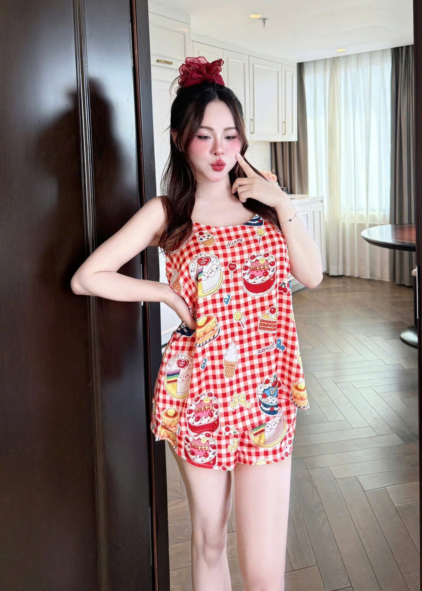 Bộ ngủ sọt 2 dây cao cấp lụa latin