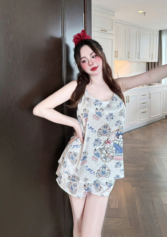 Bộ ngủ sọt 2 dây cao cấp lụa latin