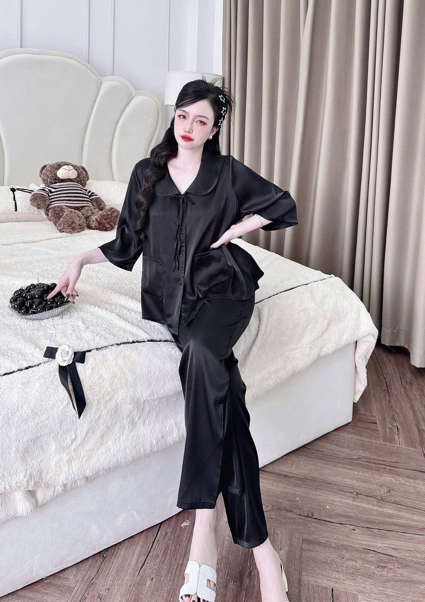 Bộ Dài Tiểu Thư Tay Loe 2 Túi Lụa Latin dưới 70kg