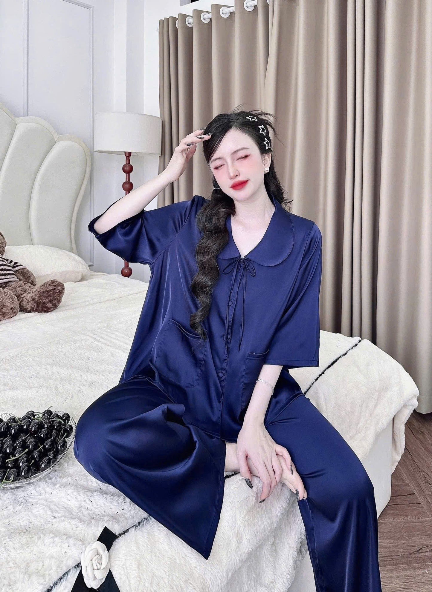 Bộ Dài Tiểu Thư Tay Loe 2 Túi Lụa Latin dưới 70kg